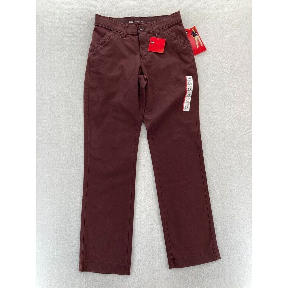Lee Sinfully Soft Pants Women's 6 Red Stretch Fabric Straight Leg Comfort Fit‎